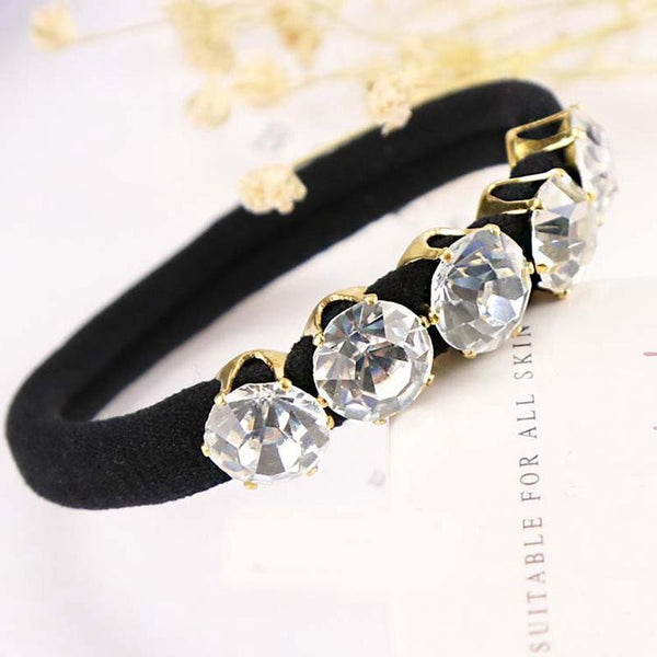 Korean Style Women's Hair Accessories Ladies Elastic Hair Band Luxury Rhinestone Female Hair Accessories Head Wear NS125-one rhinestone-JadeMoghul Inc.