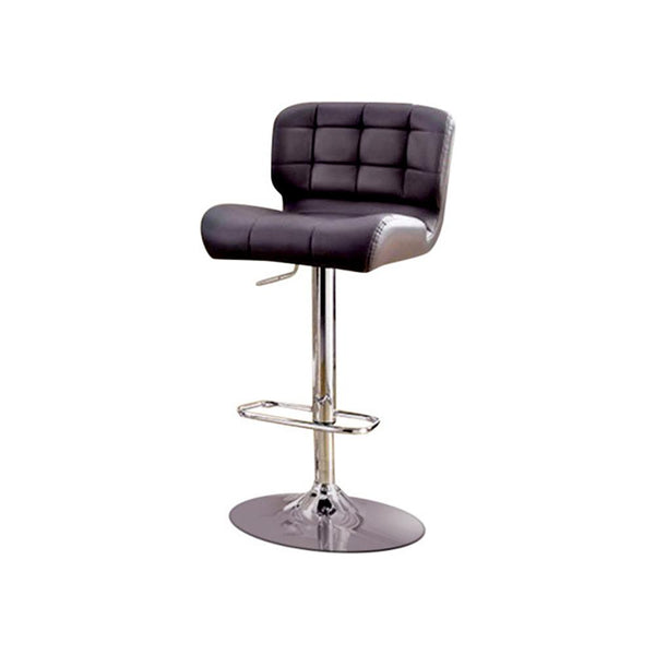 Kori Contemporary Bar Chair, Gray Finish-Armchairs and Accent Chairs-Gray-Chrome Leatherette-JadeMoghul Inc.