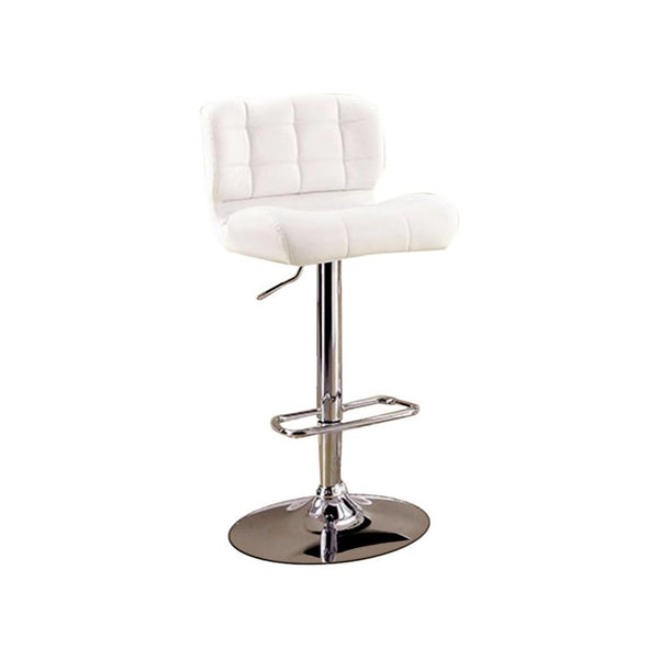 Kori Contemporary Bar Chair, White Finish-Armchairs and Accent Chairs-White-Chrome Leatherette-JadeMoghul Inc.