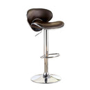 Kossi Contemporary Kossi Bar Stool, Dark Brown-Bar Stools and Counter Stools-Dark Brown-Chrome Leatherette-JadeMoghul Inc.