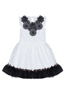 Lace Fit & Flare Party Dress - Girls-Not Printed-2-White-JadeMoghul Inc.