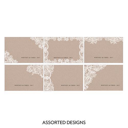 Lace Medley Assorted Flat Place Card Charcoal (Pack of 1)-Wedding Favor Stationery-Charcoal-JadeMoghul Inc.