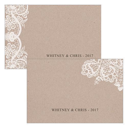 Lace Medley Assorted Flat Place Card Charcoal (Pack of 1)-Wedding Favor Stationery-Chocolate Brown-JadeMoghul Inc.