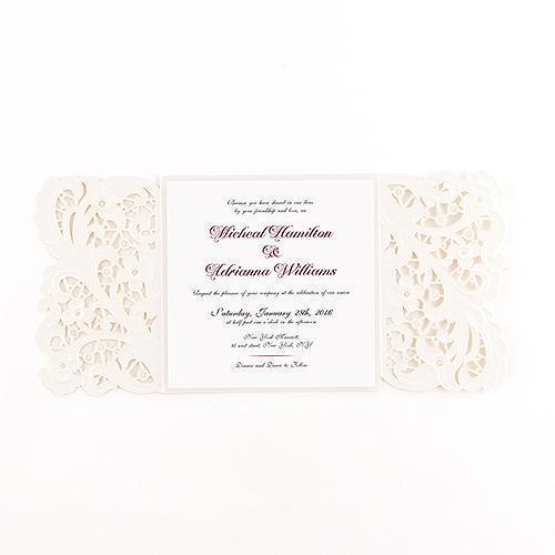 Lace Opulence Laser Embossed Invitations with Personalization (Pack of 1)-Invitations & Stationery Essentials-JadeMoghul Inc.