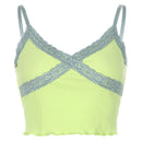 Lace Patchwork Ribbed Y2K Top Women Summer Sexy Backless V-neck Short Camisole Casual Spaghetti Strap Solid Camis Cuteandpsycho JadeMoghul Inc. 