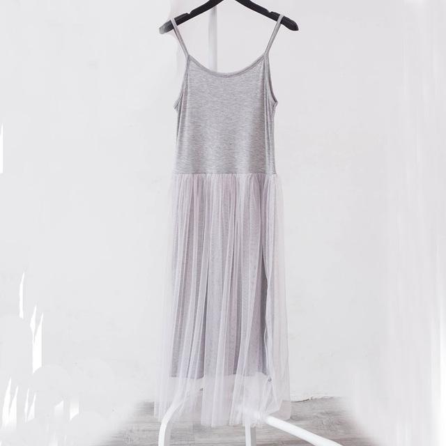 Lace Tank Dress-Gray-One Size-JadeMoghul Inc.