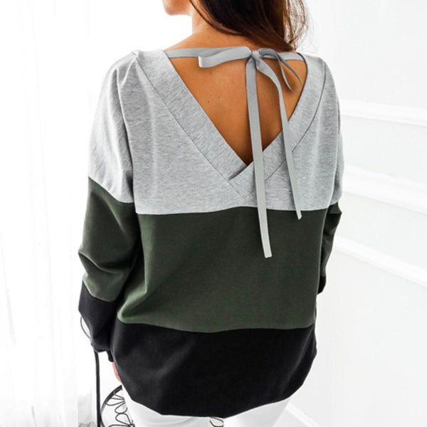 Lace up Bandage Long Sleeve Sweatshirt Hoodie Loose Casual Tops Tee Shirt Hoodies Pullovers Femme 2017-red-S-JadeMoghul Inc.