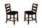 Ladder Back Wooden Pub Chair With Footrest, Set of 2, Dark Brown-Office Chairs-Dark Brown-Wood-JadeMoghul Inc.