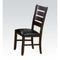Ladder Back Wooden Side Chair with Leatherette seat, Set of 2, Black and Brown-Accent Chairs-Brown and Black-Wood and Polyurethane-JadeMoghul Inc.