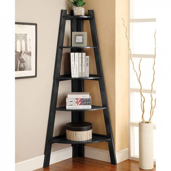 Ladder Shelf, Black-Utility Shelves-Black-Solid Wood Wood Veneer Others-JadeMoghul Inc.