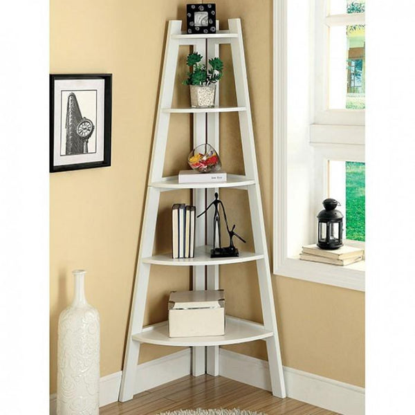 Ladder Shelf, White-Utility Shelves-White-Solid Wood Wood Veneer Others-JadeMoghul Inc.