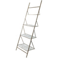 Ladder Style 4- Tier Metal Shelf, Silver-WALL HOOKS AND SHELFS-Silver-Metal-JadeMoghul Inc.
