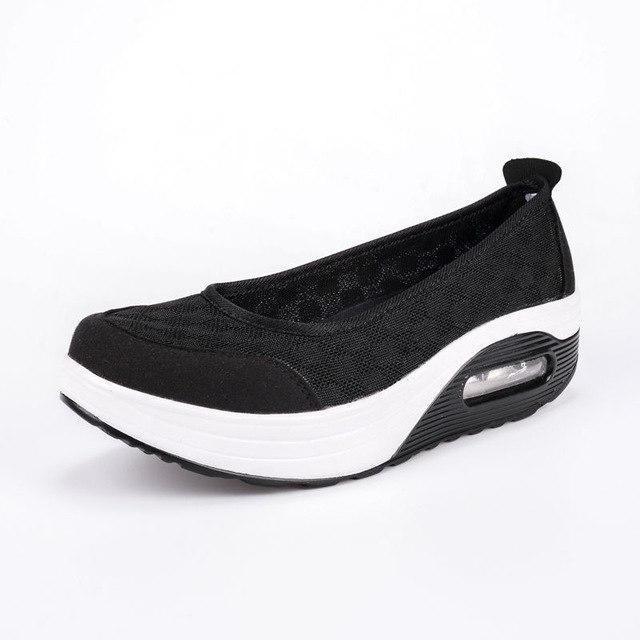 Ladies Casual Women Sneakers Shoes Flats Shoes Platform Breathable Mesh Platform Shoe-black 63-10-JadeMoghul Inc.