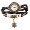 Ladies Long Leather Strap Snowflake Bracelet Watch-Black-JadeMoghul Inc.