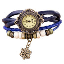 Ladies Long Leather Strap Snowflake Bracelet Watch-DarkBlue-JadeMoghul Inc.