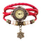 Ladies Long Leather Strap Snowflake Bracelet Watch-Red-JadeMoghul Inc.