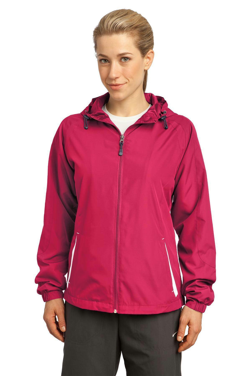 Ladies Sport-Tek Ladies Colorblock Hooded Raglan Jacket. LST76 Sport-Tek