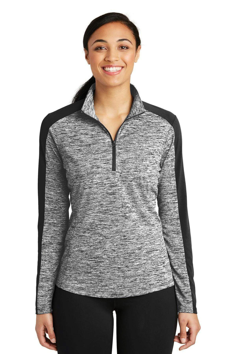 Ladies Sport-Tek Ladies PosiCharge Electric Heather Colorblock 1/4-Zip Pullover. LST397 Sport-Tek