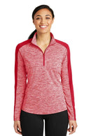 Ladies Sport-Tek Ladies PosiCharge Electric Heather Colorblock 1/4-Zip Pullover. LST397 Sport-Tek