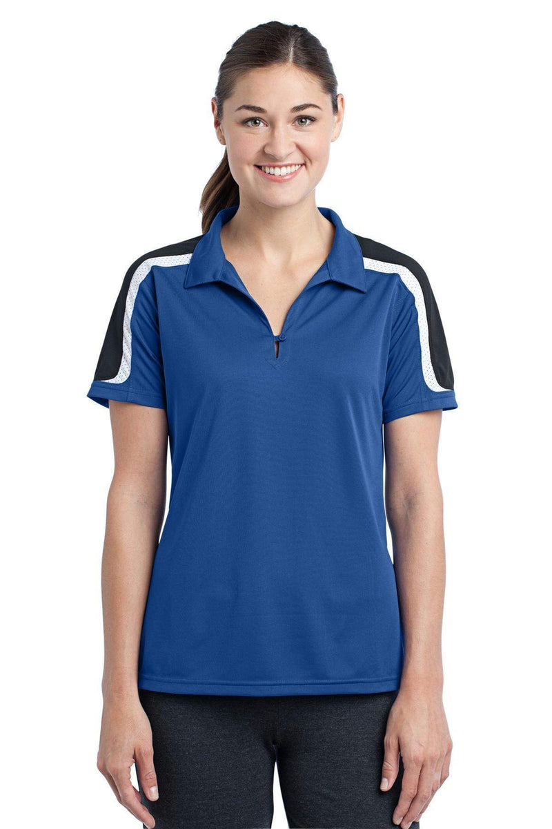 Ladies Sport-Tek Ladies Tricolor Shoulder Micropique Sport-Wick Polo. LST658 Sport-Tek