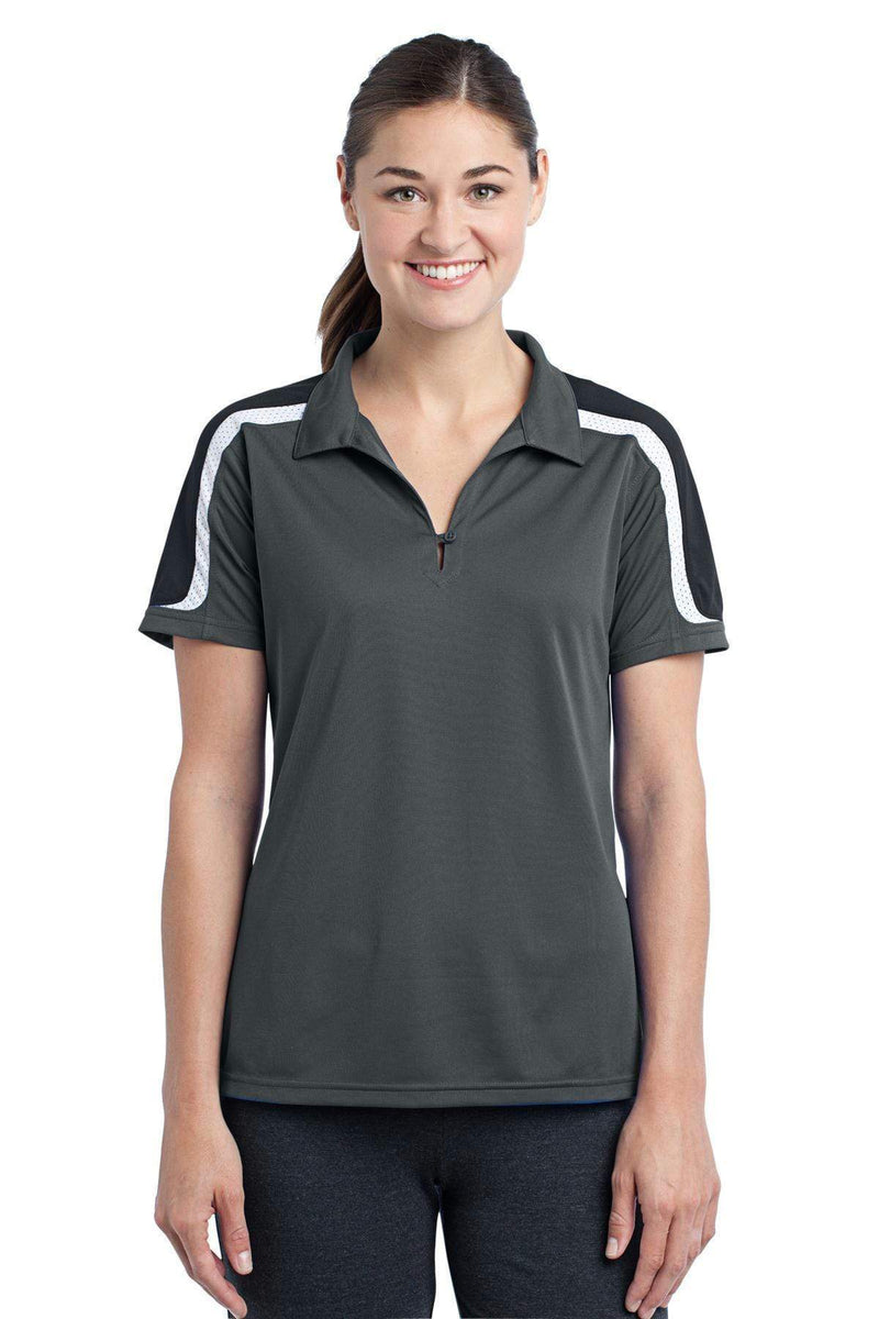 Ladies Sport-Tek Ladies Tricolor Shoulder Micropique Sport-Wick Polo. LST658 Sport-Tek