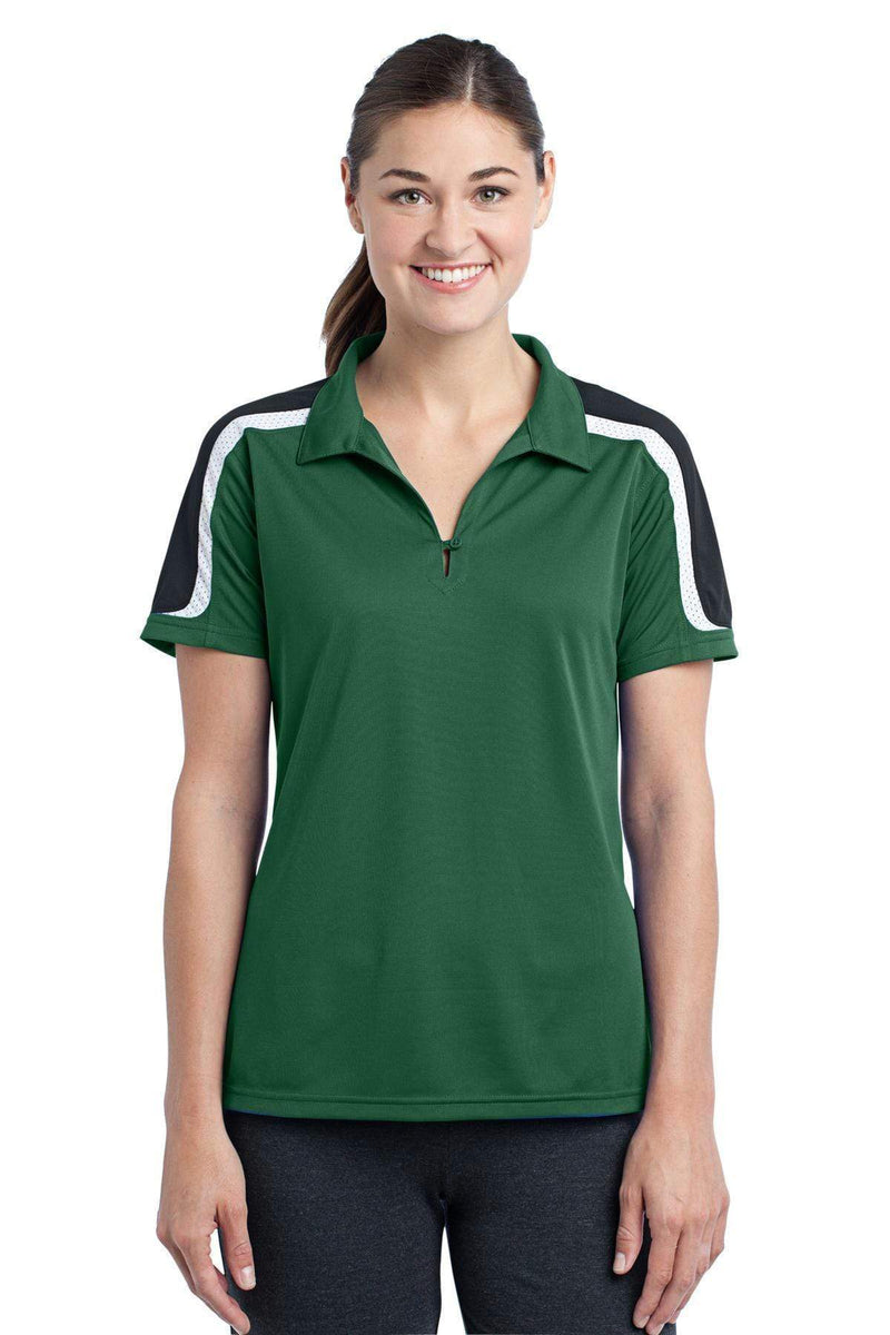 Ladies Sport-Tek Ladies Tricolor Shoulder Micropique Sport-Wick Polo. LST658 Sport-Tek