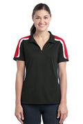 Ladies Sport-Tek Ladies Tricolor Shoulder Micropique Sport-Wick Polo. LST658 Sport-Tek