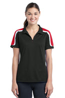 Ladies Sport-Tek Ladies Tricolor Shoulder Micropique Sport-Wick Polo. LST658 Sport-Tek