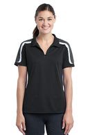 Ladies Sport-Tek Ladies Tricolor Shoulder Micropique Sport-Wick Polo. LST658 Sport-Tek