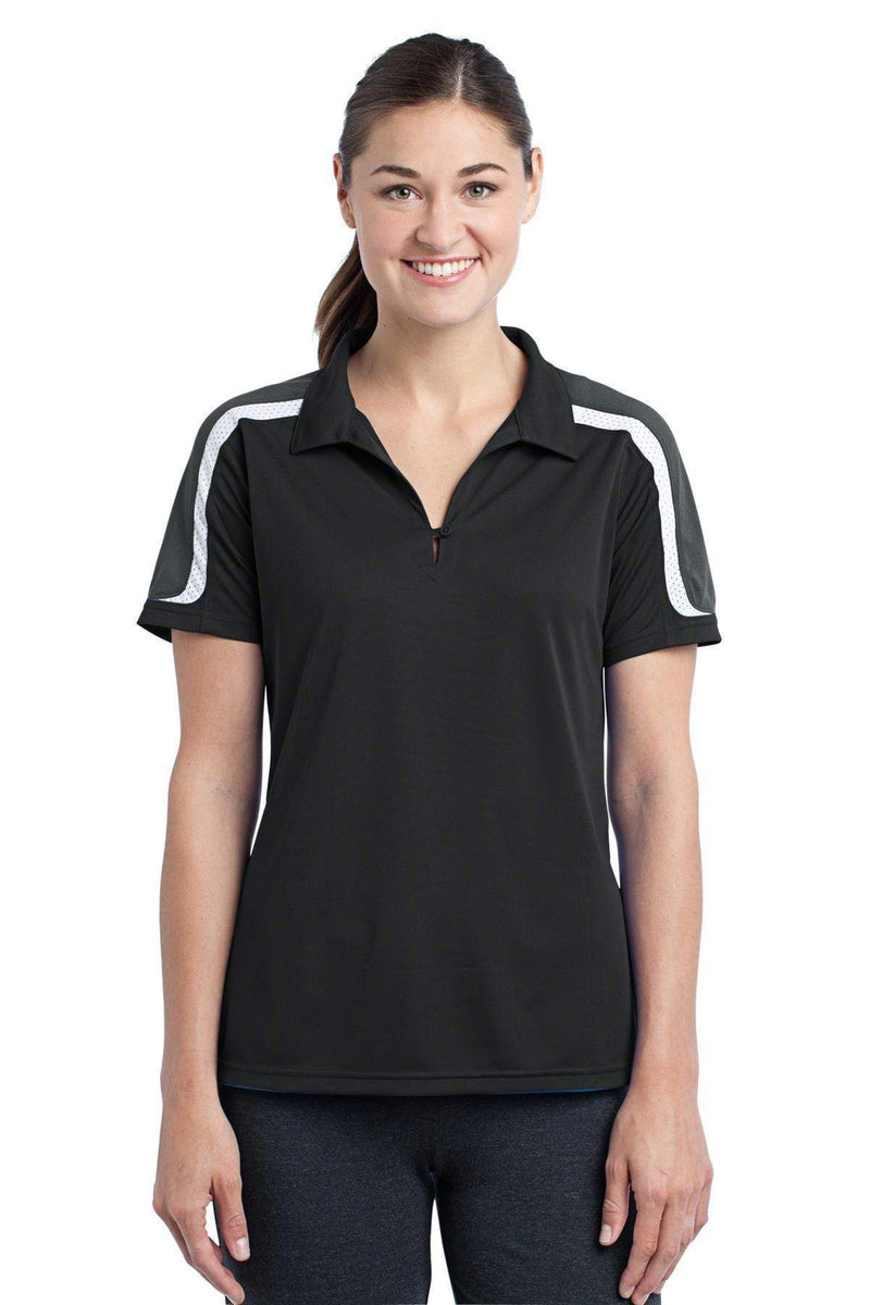 Ladies Sport-Tek Ladies Tricolor Shoulder Micropique Sport-Wick Polo. LST658 Sport-Tek