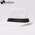 Ladybro Women Hat For Men Hat Ladies Summer Beach Cap Sun Hat Female Panama Straw Male Gangster Trilby Fashion Sun Visor Cap-005 white-JadeMoghul Inc.