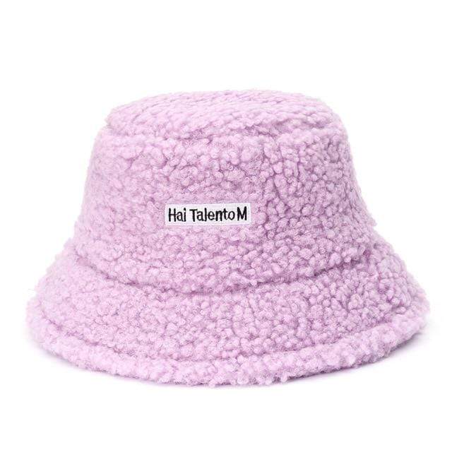 Lamb Faux Fur Bucket Hat Thickened Warm Teddy Velvet Winter Hats For Women Lady Bob  Panama Outdoor Plush Fisherman Hat AExp