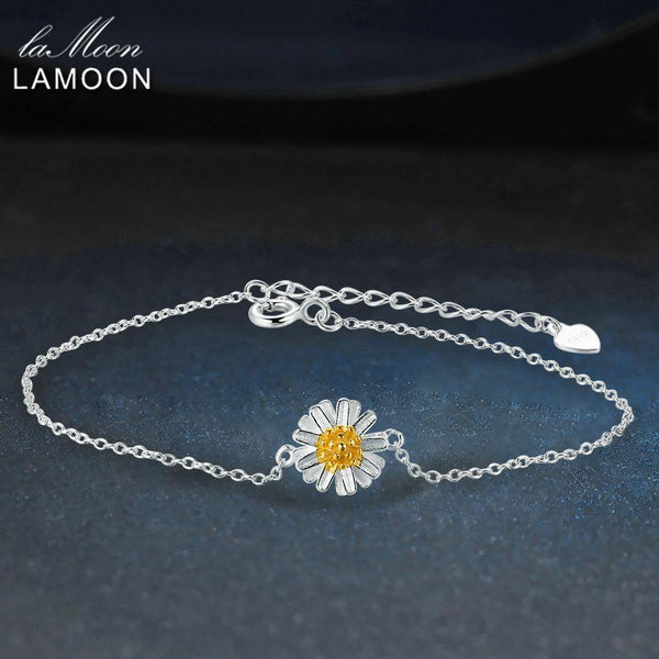 LAMOON 2017 New Handmade Chrysanthemum Flower Shape 100% 925-sterling-silver Bracelet S925 Fine Jewelry for Women LMHY004--JadeMoghul Inc.