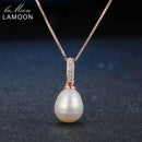 Lamoon 8mm 100% Natural Freshwater Pearl Jewelry 925 Sterling Silver Pendant Necklace Women Jewelry LMNI047--JadeMoghul Inc.