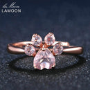 LAMOON Bear's Paw 5mm 100% Natural Pink Rose Quartz Ring 925 Sterling Silver Jewelry Rose Gold Romantic Wedding Band LMRI027--JadeMoghul Inc.