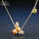 LAMOON Bee 5x7mm 1ct 100% Natural Citrine 925 Sterling Silver Jewelry 14K Yellow Gold Plated Chain Pendant Necklace S925 LMNI015--JadeMoghul Inc.