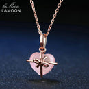 LAMOON Heart 9x10mm 100% Natural Gemstone Rose Quartz Chain Necklace 925 Sterling Silver Jewelry Rose Gold Plated LMNI016--JadeMoghul Inc.