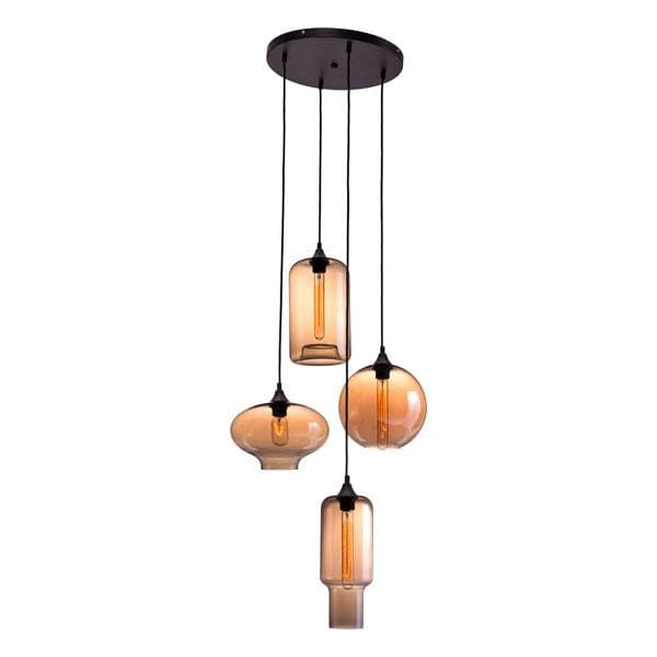 Lamps Bedroom Lamps - 19.7" X 19.7" X 62" Rust And Amber Glass Metal Ceiling Lamp HomeRoots