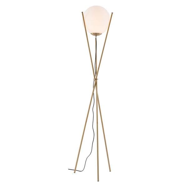 Lamps Bedroom Lamps - 20.7" X 11" X 68.9" White And Brushed Brass Frosted Glass Floor Lamp HomeRoots