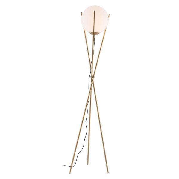 Lamps Bedroom Lamps - 20.7" X 11" X 68.9" White And Brushed Brass Frosted Glass Floor Lamp HomeRoots