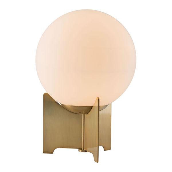 Lamps Bedroom Table Lamps - 16.5" X 9.8" X 27.2" White And Brushed Bronze Frosted Glass Table Lamp HomeRoots