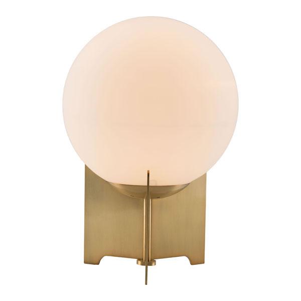 Lamps Bedroom Table Lamps - 16.5" X 9.8" X 27.2" White And Brushed Bronze Frosted Glass Table Lamp HomeRoots