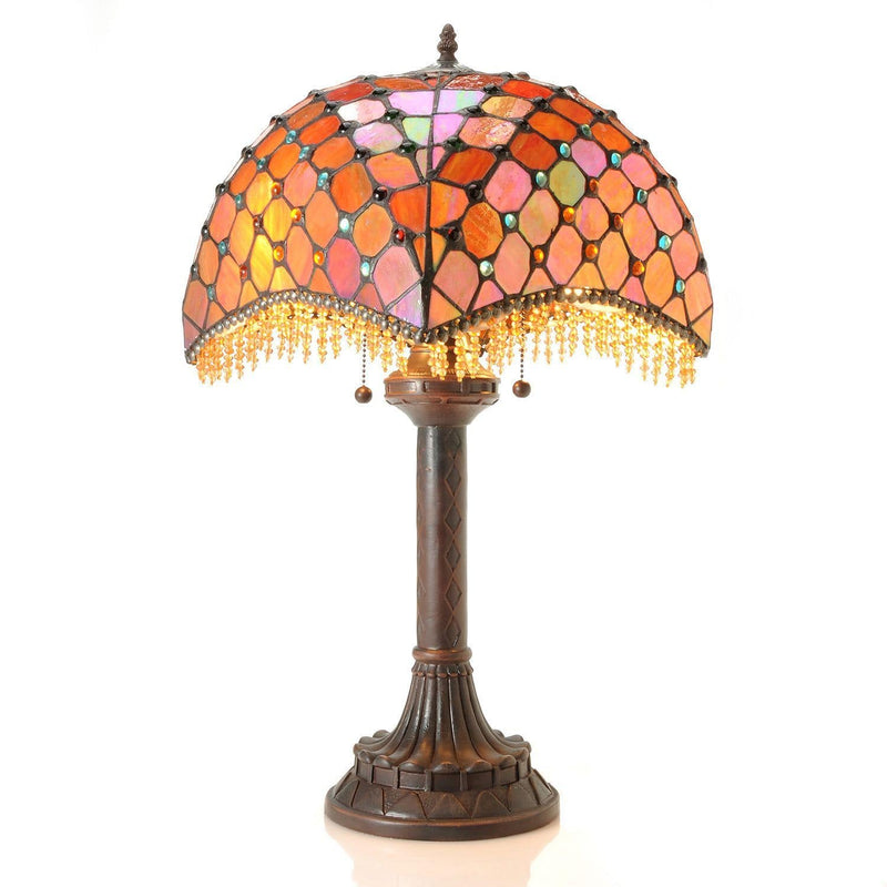 Lamps Bedroom Table Lamps - Tiffany-style Amber Beaded Table Lamp HomeRoots