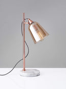 Lamps Contemporary Table Lamps - 10" X 6.25" X 19.5" Copper Metal/Glass Table Lamp HomeRoots