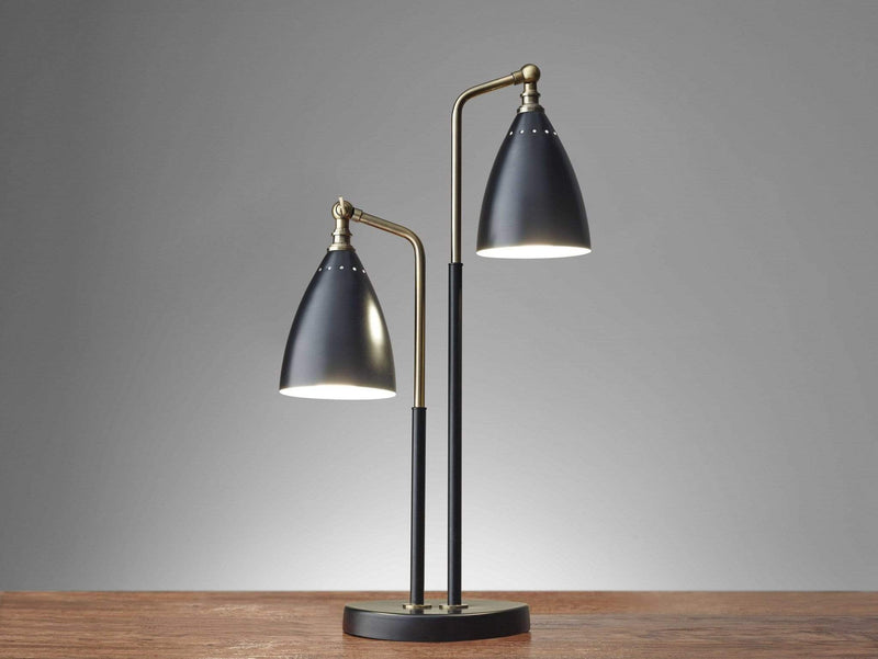 Lamps Contemporary Table Lamps - 13-24" X 8" X 24.75-32.5" Black Metal Table Lamp HomeRoots