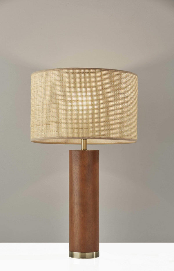 Lamps Contemporary Table Lamps - 15" X 15" X 25.5" Walnut Wood Table Lamp HomeRoots