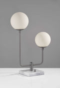 Lamps Contemporary Table Lamps - 15" X 6.5" X 21.5" Brushed Steel Glass/Metal Table Lamp HomeRoots