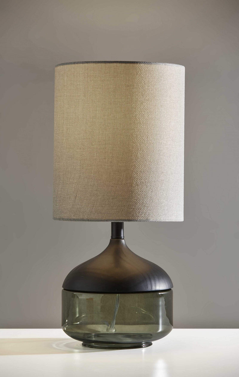 Lamps Contemporary Table Lamps - 7.5" X 7.5" X 16.25" Black Wood/Glass Table Lamp HomeRoots