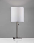 Lamps Contemporary Table Lamps - 9" X 9" X 22" Brushed Steel Metal Table Lamp HomeRoots