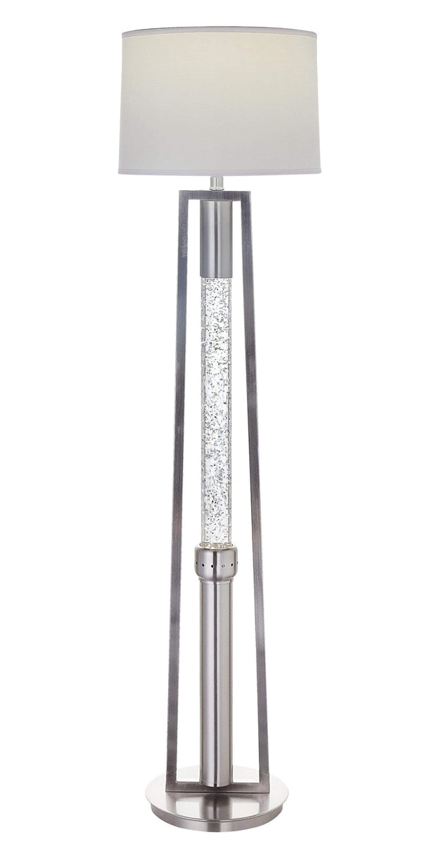 Lamps Cool Lamps 15" X 15" X 58" Brushed Nickel Metal Glass LED Shade Floor Lamp 7218 HomeRoots